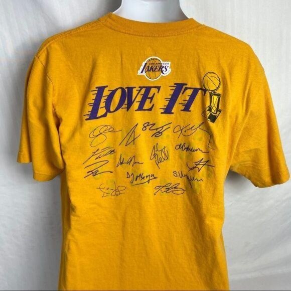 Los Angeles Lakers 2009 NBA Champions Adidas Gold Graphic T-Shirt W/ Signatures - Picture 4 of 8